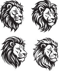 Fototapeta premium lion head logo silhouette tattoo style black outlined design