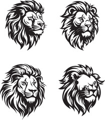 lion head logo silhouette tattoo style black outlined design
