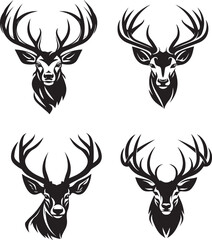 snow deer with antlers vector illustrated logo style face head