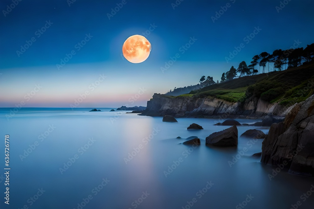 Poster moon over the sea