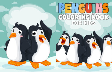 penguins design coloring book for kids Cover