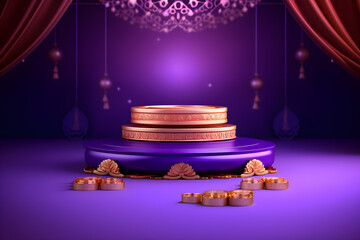 The Raksha Bandhan celebration is represented as a purple dimensional illustration background...