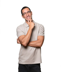 Surprised young man making a gesture of doubt