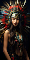 Naklejka na ściany i meble portrait of native american indian woman