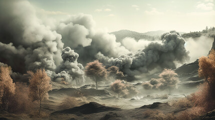 Fototapeta premium Smoke landscape scene V3.