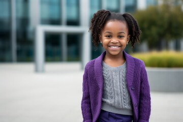 Portrait of a smiling african american schoolgirl standing outdoors