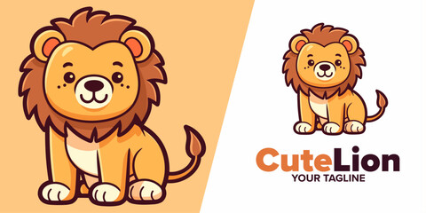 Cute Lion Cartoon Magic: Versatile Vector for Logo, Icon, Design, Poster, Flyer, and Advertisement