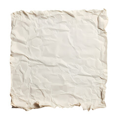 Wrinkled Piece of White Paper, Isolated on Transparent Background