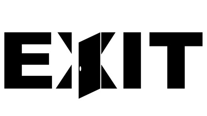 Logo icon exit, open doors in word exit emergency evacuation