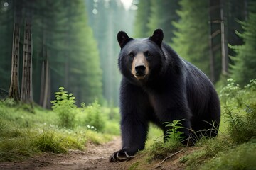 Obraz premium black bear in the forest