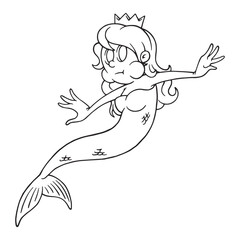 coloring illustration of cartoon princess mermaid 