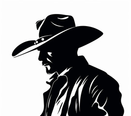 silhouette of cowboy vector illustration isolated on white