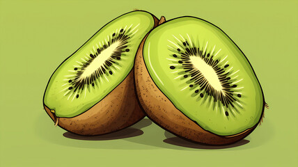 hand drawn cartoon kiwi fruit illustration
