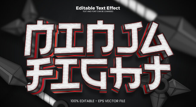 Ninja Fight Editable text effect in modern trend style