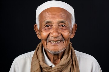 Portrait of a senior asian man wearing a headscarf