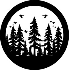 Fototapeta premium Forest | Minimalist and Simple Silhouette - Vector illustration