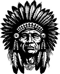Indian Chief - High Quality Vector Logo - Vector illustration ideal for T-shirt graphic