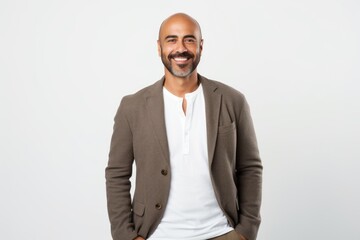 Fototapeta premium Portrait of a handsome african american man smiling at camera over white background