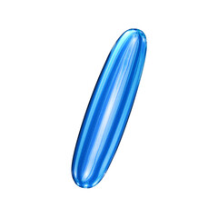 Slash symbol alphabet with y2k liquid sea blue chrome effect