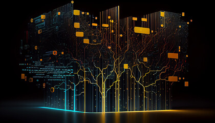 Abstract representation of data, powerful computing technology background Ai generated image