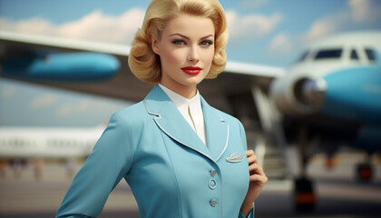 Portrait of a Female Flight Attendant (Generated with AI)