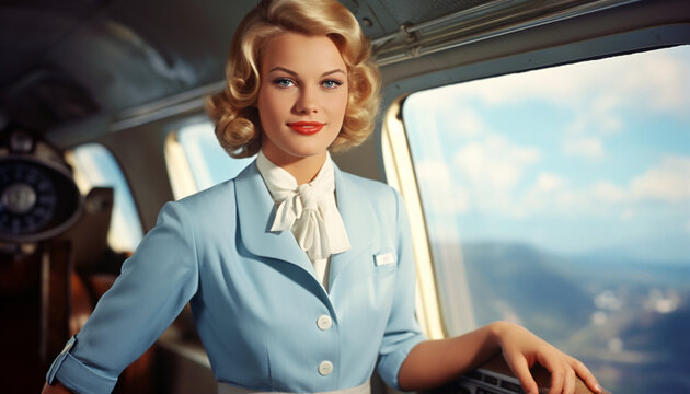 Portrait of a Female Flight Attendant (Generated with AI)