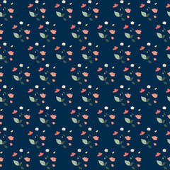 Vector seamless half-drop pattern, with flower