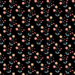 Vector seamless half-drop pattern, with flower