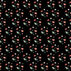 Vector seamless half-drop pattern, with flower