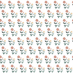 Vector seamless half-drop pattern, with flower