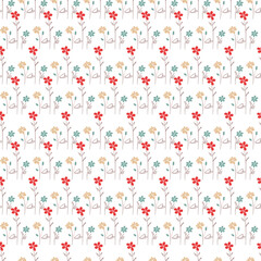 Vector seamless half-drop pattern, with flower