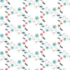 Vector seamless half-drop pattern, with flower