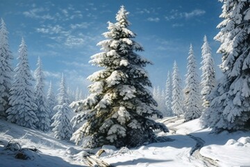 Snowy Christmas alpine fir. #2. Generative AI