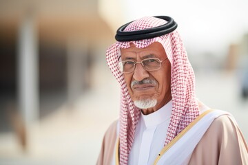Portrait of a senior arabian man in the street.