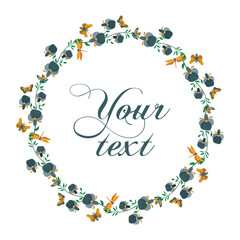 Floral wreath with empty space to insert text. Vector illustration