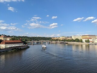Fototapeta premium Overview of the Moldau in Prague, Czech Republic - August 2023