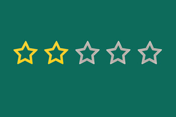 Gold, gray, silver five star shape on a green background. The best excellent business services...
