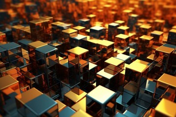 Abstract cube wallpaper or backdrop with 3D depth and geometry. Generative AI