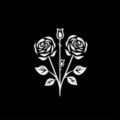 Roses | Black and White Vector illustration