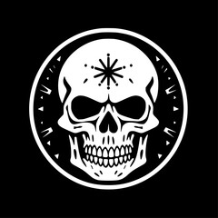 Fototapeta premium Skull - Black and White Isolated Icon - Vector illustration