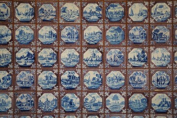 Array of ceramic tiles in the Palace Garden in Schwetzingen, Germany.