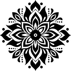 Mandala - Black and White Isolated Icon - Vector illustration