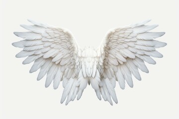 Transparent PNG of lifelike white angel wings. Generative AI
