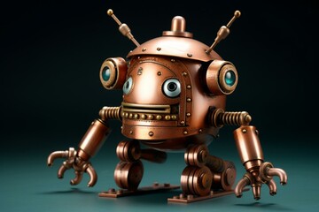 Copper toy robot. Generative AI