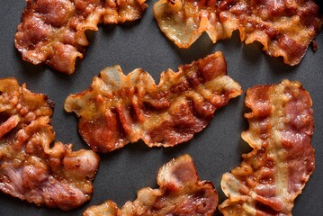 Grilled bacon, close up view