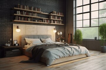 Simplistic styled bedroom. Generative AI