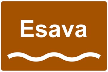 Illustration eines Flussnamenschildes des Flusses "Esava"	