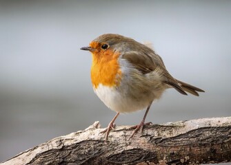 Closeup of a robin perched on a tree branch