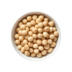 bowl of chickpeas top view isolated on transparent background