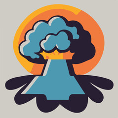 Sun and Clouds Nuclear Power Illustration
